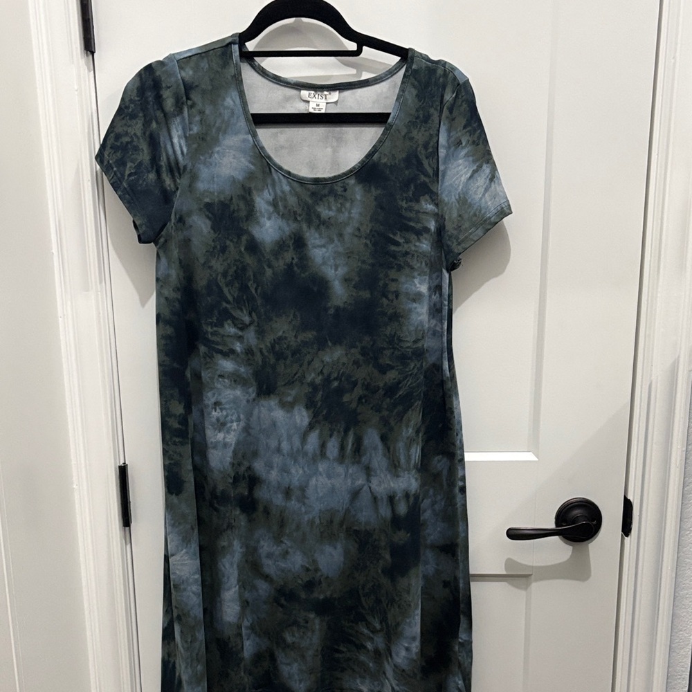Exist Blue and Green Tie-Dye Midi Dress